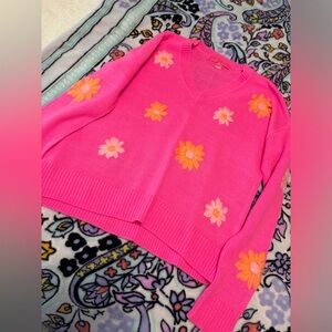 Lilly Pulitzer Aura Pink Blooming Embroidered Tensley Sweater